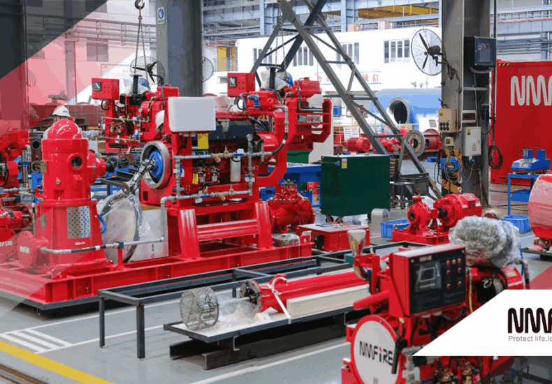 Sistema de bombeo contra incendio fabricado bajo estándares UL y FM en planta industrial