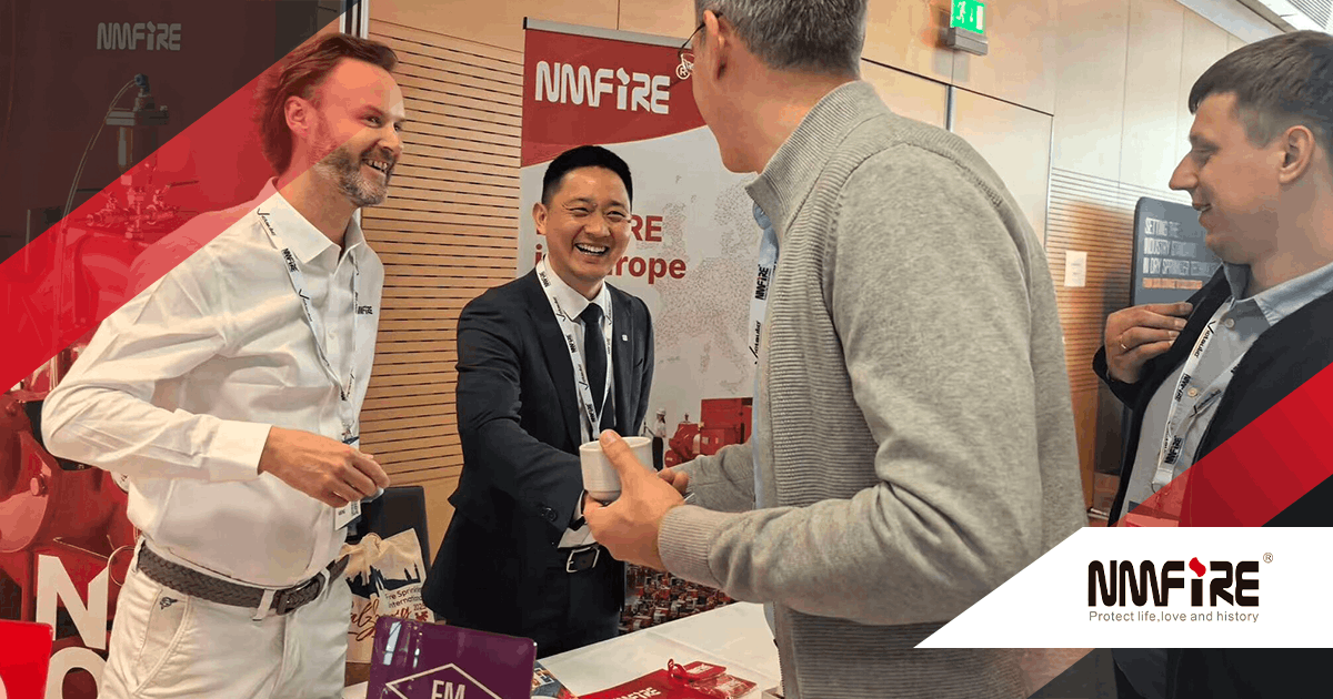 Equipo de NMFIRE participando en Fire Sprinkler International 2026 en París presentando soluciones de protección contra incendios